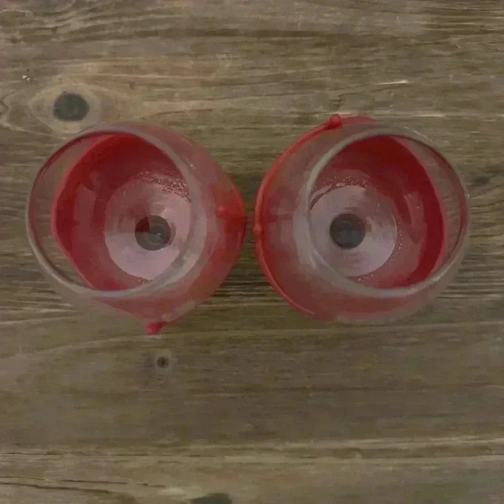Makers Mark Whiskey Bourbon Glass Dipped Red Wax RARE Snifter Glasses Set Of 2